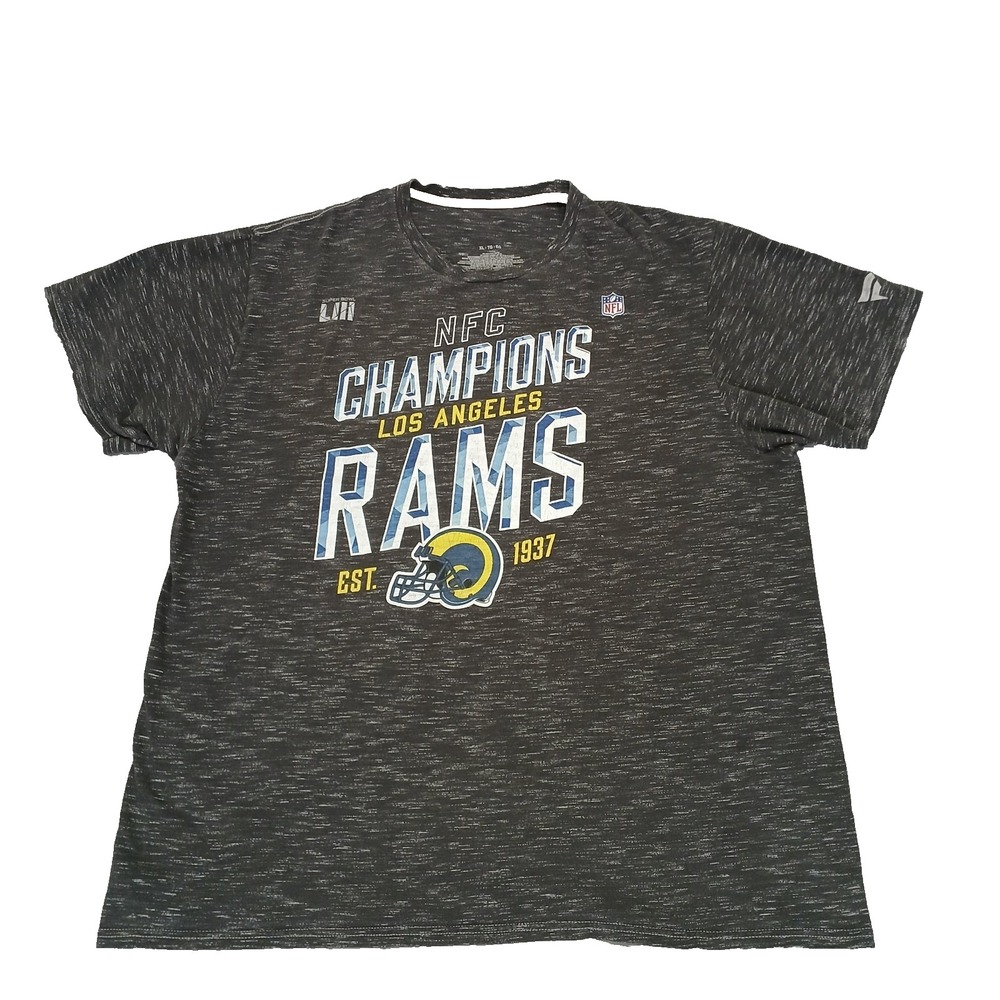 Los Angeles Rams Fanatics 2018 NFC Champions Locker Room‎ Men's T-Shirt GRAY XL